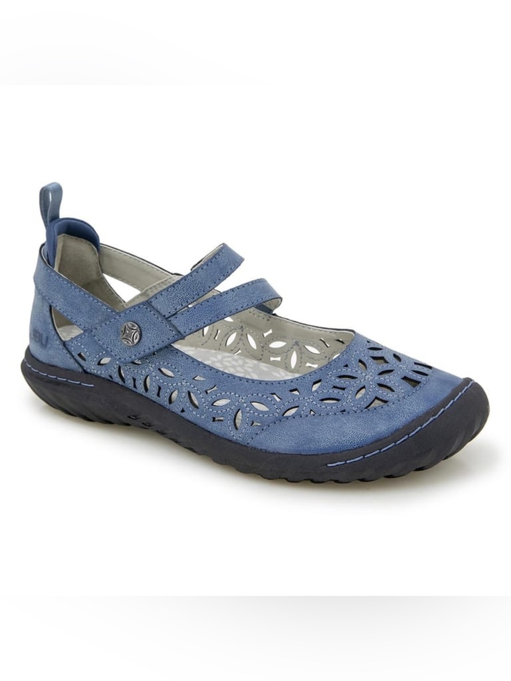 JBU Bellrose encore Mary Jane Flatts in blue cutout perforations size 7M